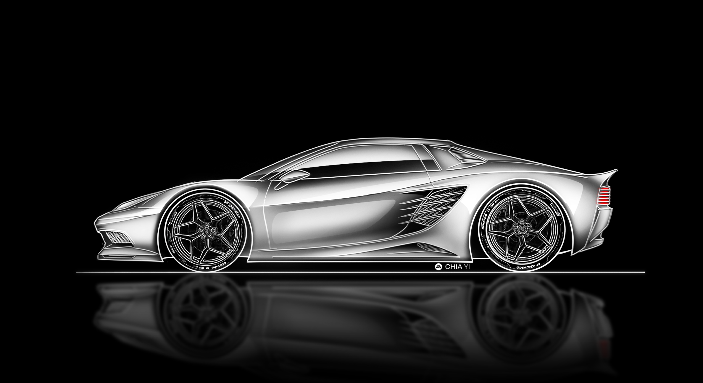 Ferrari Testarossa — Side Sketch