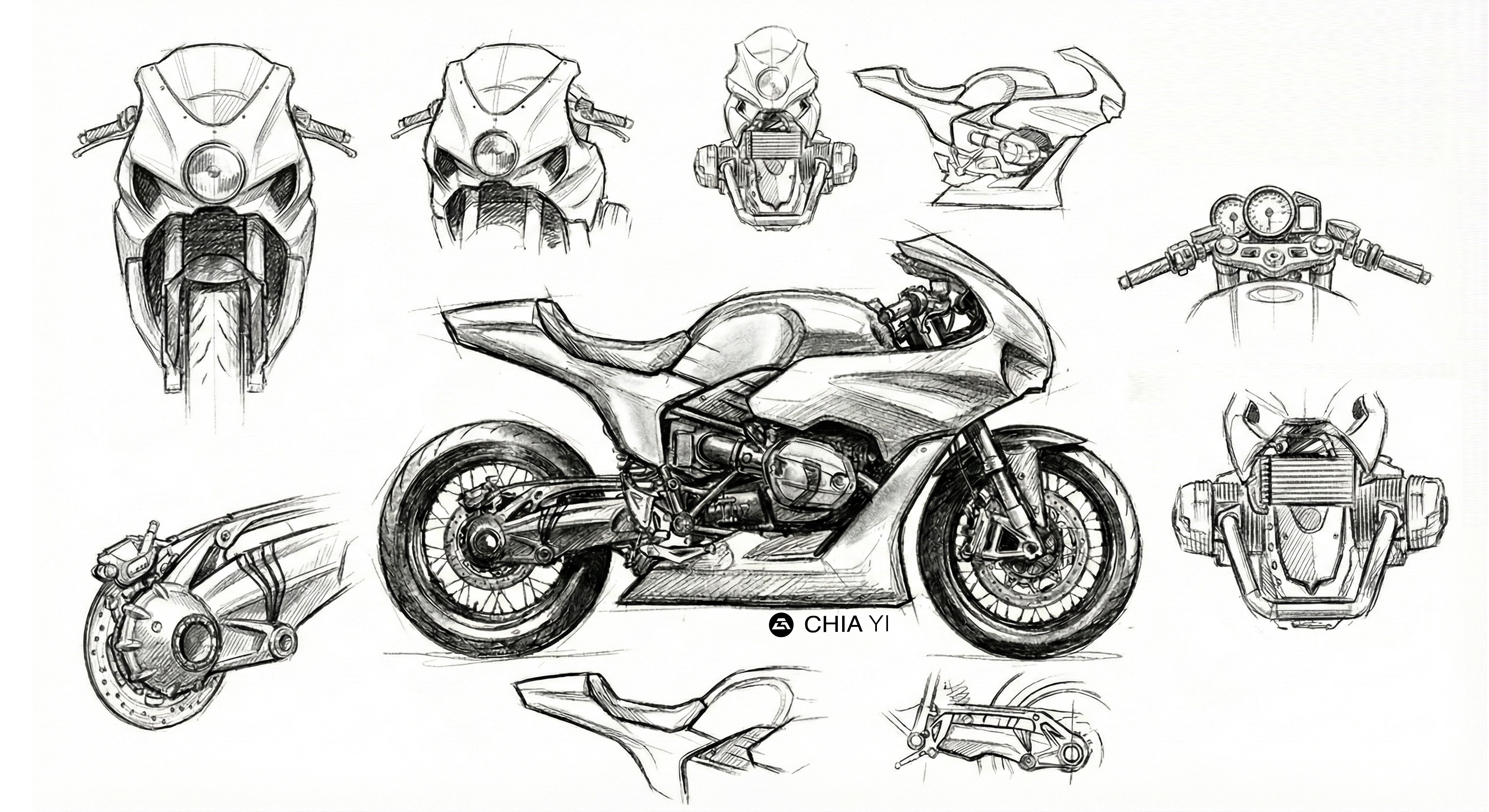 BMW R9T Café — Sketch